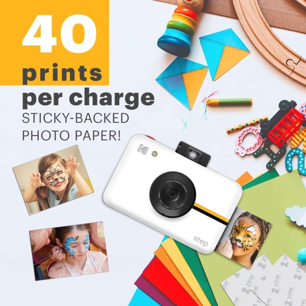 Step Camera Instant Camera with 10MP Image Sensor, ZINK Zero Ink Technology, Classic Viewfinder, Selfie Mode, Auto Timer, Built-in Flash & 6 Picture Modes | White. - Image 3