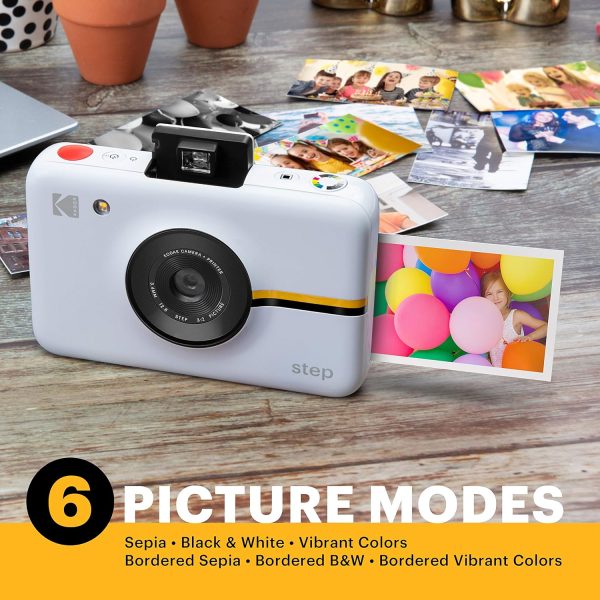 Step Camera Instant Camera with 10MP Image Sensor, ZINK Zero Ink Technology, Classic Viewfinder, Selfie Mode, Auto Timer, Built-in Flash & 6 Picture Modes | White. - Image 4