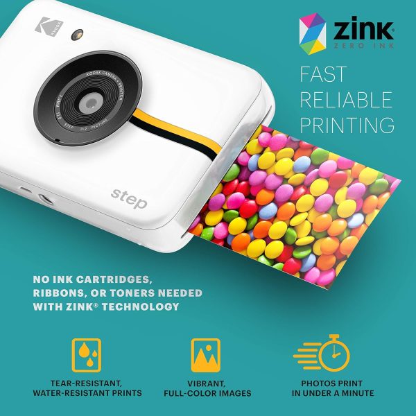 Step Camera Instant Camera with 10MP Image Sensor, ZINK Zero Ink Technology, Classic Viewfinder, Selfie Mode, Auto Timer, Built-in Flash & 6 Picture Modes | White. - Image 6